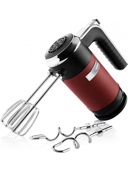 Westinghouse Retro Hand Mixer for Baking 350W Handheld Electric Whisk Includes 2 Egg Beaters and 2 Dough Hooks Powerful Food Mixer for Kitchen Use with 6 Speeds & Turbo Red - HPZLDEVY