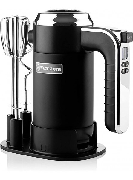 Westinghouse Retro Hand Mixer for Baking 350W Handheld Electric Whisk Includes 2 Egg Beaters and 2 Dough Hooks Powerful Food Mixer for Kitchen Use with 6 Speeds & Turbo Black - AGGF1TKH