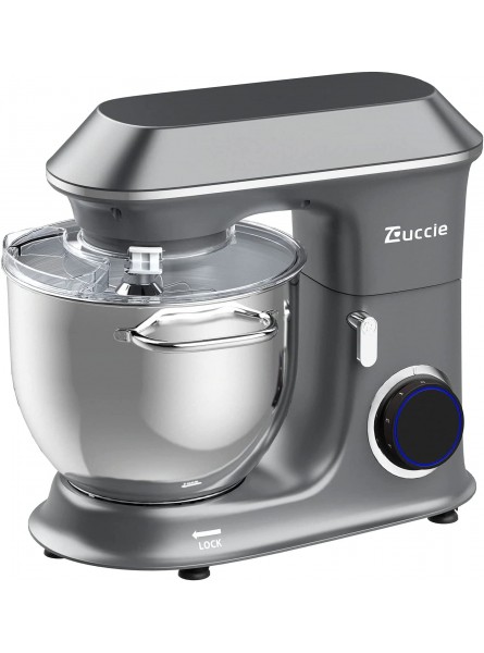 Zuccie Stand Mixer 6+P Speed Food Mixer for baking 1500W 8L Bigger Bowl Tilt-Head Kitchen Electric Cake Mixer With Dough Hook Whisk Beater Splash Guard Dishwasher Safe Grey - EFATRKHE