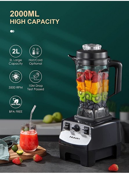 Blender Smoothie Maker 2000W Professional Countertop Blender for Kitchen 10 Speed Control 2L BPA-Free Tritan Container 8 Titanium Stainless Steel Blade for Ice Soup Nuts by Nyyin - GXOHEFA3