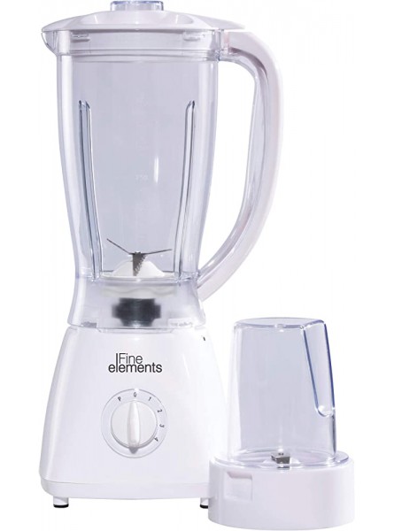 Fine Elements Jug Blender with Coffee Grinder Attachment 1500ml Capacity with 4 Speeds and Pulse Function 450W Power 220-240v 50hz Type G UK Plug Perfect for Smoothies & Grinding Nuts- White - JZIOI4D7