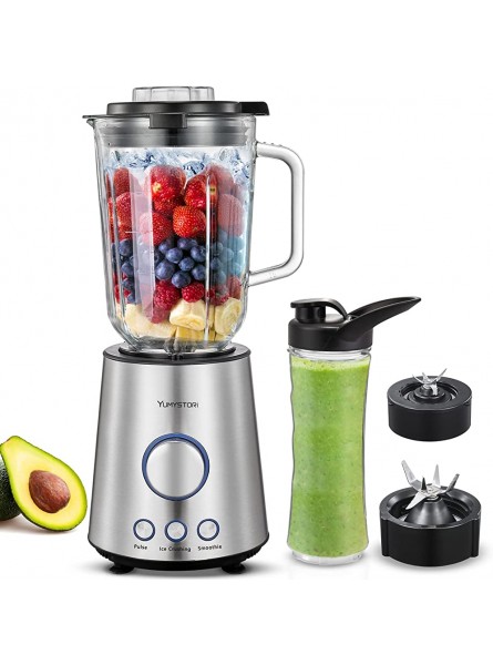 Glass Blender Mixer ,Blender Smoothie Maker for Kitchen 1000W 1.5L Glass Jug & 600ML Cup with 6-Sharp Stainless Steel Blades for Frozen Fruit and Ice Crush,BPA-Free,3 Auto Programs &Speed Control - AXEOMY8F