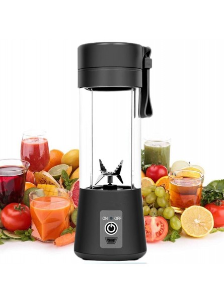 Portable Blender Mini Blenders Smoothies Shakes Juicer Cup USB Rechargeable Six Blades in 3D for Superb Mixing 380mLBlack - XGFAO690