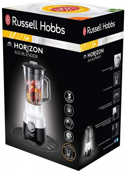 Russell Hobbs Horizon Jug Blender Two Speeds with Pulse 1.5 Litre Glass Jug 650 W 24721 - TQHHSNPD
