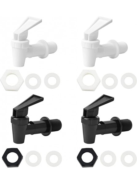 4 Pieces Universal Water Dispenser Tap Replacement Plastic Push Type Dispenser Faucets for Hot Cold Water Beer Wine Juice Bottle Bucket Black and White - YWXRM5V9
