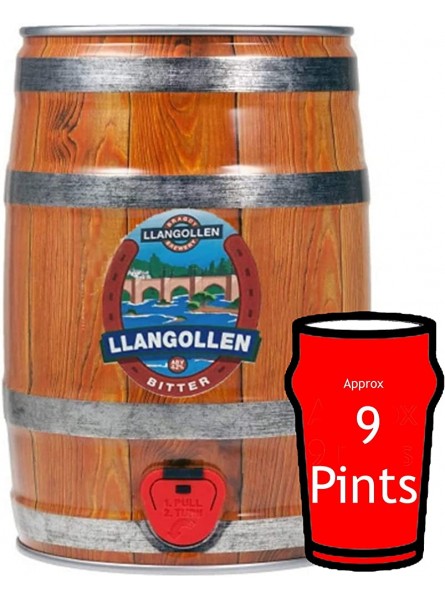 Llangollen Bitter Party Can 5 Litre Traditional Welsh Craft Beer Keg with Tap Draft Beer Dispenser Makes Ideal Craft Beer Gift Ultimate Home Bar Man Cave Accessories - SVMH8HIU