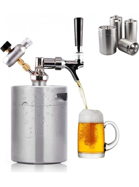Pressurized Beer Mini Keg System,2 4 5L Stainless Steel Mini Keg Dispenser,Portable Beer Growler Tap System,Multifunction Mini Keg Dispenser,Co2 Pressure Regulator Keeps Carbonation for Craft Beer - LHTQQ2XS