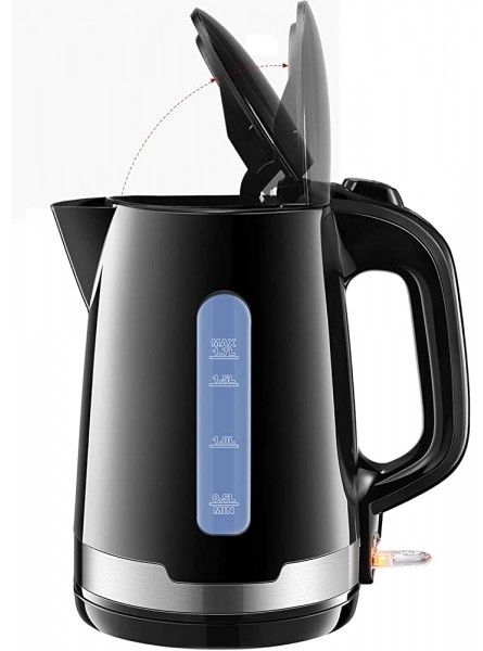 3000W Fast Boil Kettle Light Weight Electric Kettle BPA-Free water-level windows 1.7L Auto Shut-Off and Boil-Dry Protection Black - JMOS3G66
