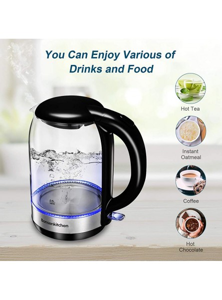 Bonsenkitchen Glass Electric Kettle,1.7L Fast Boil Water Kettle with Illuminated LED Auto-Off & Boil-Dry Protection BPA-Free 2200W EK8904 - UZELYHU3