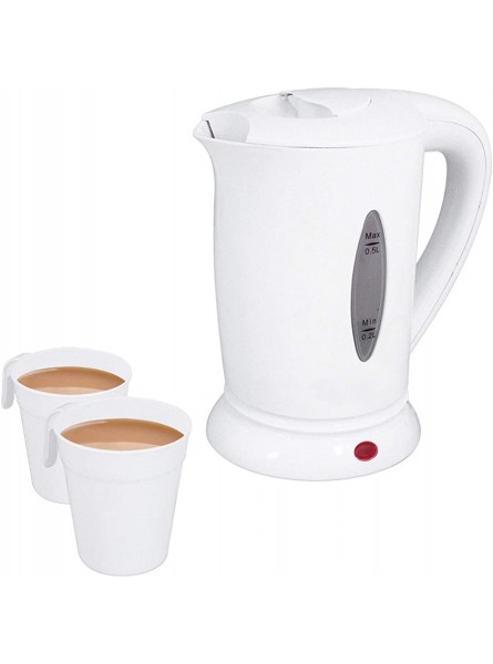 Compact 0.5 Litre Dual Voltage Electric Travel Kettle with Two Cups - ELJUXO7J