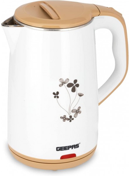 Geepas 1.7L Cordless Electric Kettle | Safety Lock Boil Dry Protection & Auto Shut Off Feature | Fast Boil & Ease to Clean | Ideal for Hot Water Tea & Coffee Maker | 2200W 2 Year Warranty - QHAD4T1T