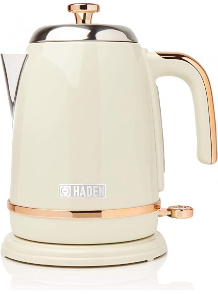 Haden Salcombe Cordless Kettle Electric Kettle 3000W 1.7 Litre Cream & Copper CE04 - YVLW7J7V