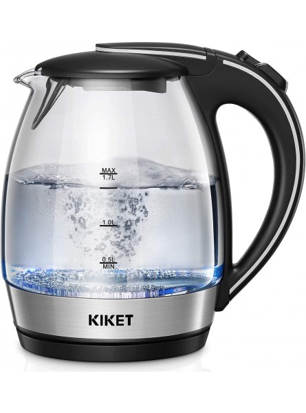 Kettle Glass with Blue LED-Lighting 360 Degrees Limescale Filter BPA Free Bisphenol-A Free Quick Cook Function and Dry Running Protection Glass Kettle 1.7 Litres 2200 Watts - RNQYEDGJ
