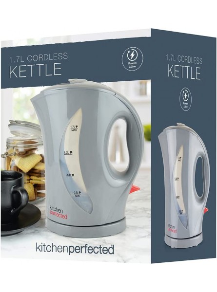 Kitchen Perfected 2000W 1.7L Electric Cordless Kettle Dual Water Level Windows with Cup Indicators Washable Filter On Off Indicator Light -Automatic Safety Shut-Off E1524GR Anthracite Grey - NRDHBIY4