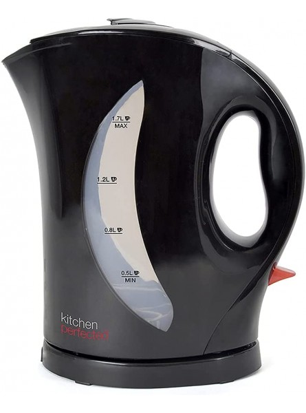 Kitchen Perfected 2000W 1.7L Electric Cordless Kettle Dual Water Level Windows with Cup Indicators Washable Filter  On Off Indicator Light -Automatic Safety Shut-Off E1524BK Black - FNVUYO8T