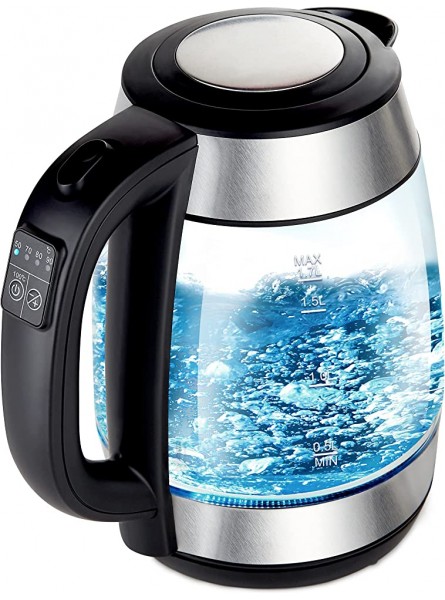 NETTA Electric Glass Kettle 1.7L Capacity Temperature Control Fast Boil Blue LED Illumination – Boil-Dry Protection Swivel Base with Flip Top 3000W - ZVZL40OM