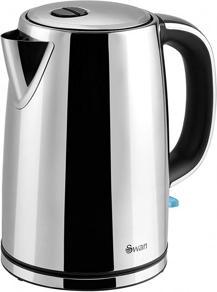 Swan SK14060N Classic Jug Kettle Polished Stainless Steel 2200 W 1.7 Litres Silver - WKMIA485