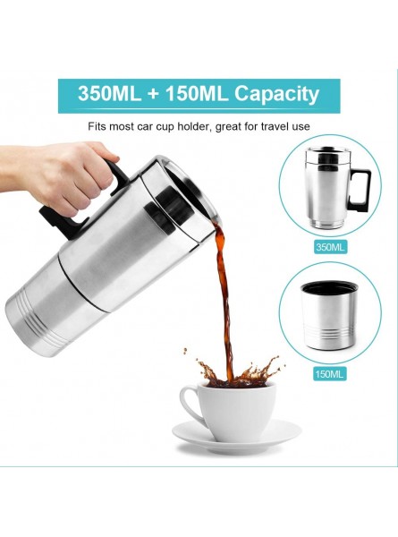 Travel Kettle 500ML Electric Car Kettle Stainless Steel Coffee Mug Vacuum Flask Thermal Heated Travel Cigarette Lighter Kettle for Tea Coffee 12V - LWCNDK1B