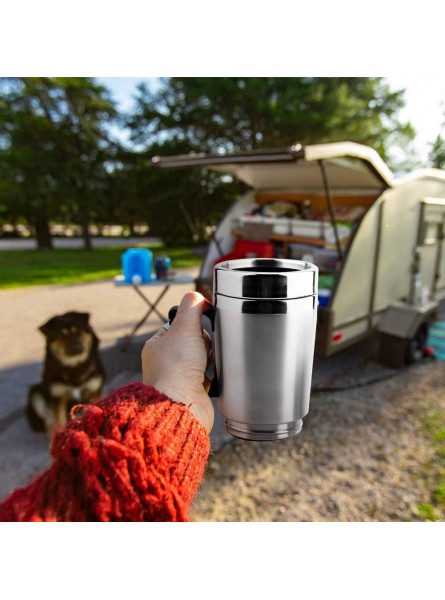 Travel Kettle 500ML Electric Car Kettle Stainless Steel Coffee Mug Vacuum Flask Thermal Heated Travel Cigarette Lighter Kettle for Tea Coffee 12V - LWCNDK1B