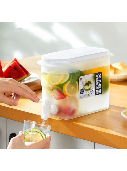 Drink Dispenser With Tap And Stand Tea Kettle Tea Kettle with Tap Plastic Pitcher Jug Fridge Jug White 3.5L - JHDT6MHO
