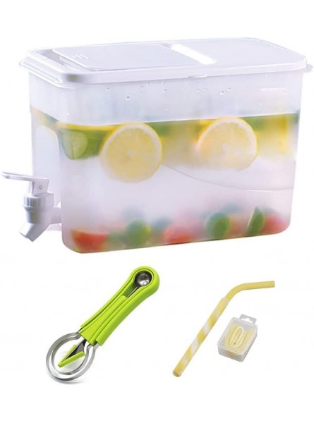 HZWZ 4L Plastic Drink Dispenser Large Capacity Iced Beverage Dispenser in Refrigerator with Fruit Scoop And Folding Straw For Making Teas and Juices - FNBTA9D5