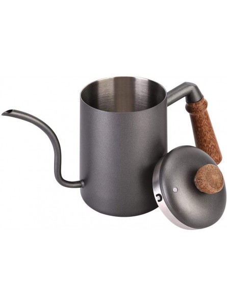 600ml Stainless Steel Retro Hand Coffee Water Tea Pot,Narrow Mouth Swan Spout,with Lid,Durable Ans Portable - KCDWYGQY