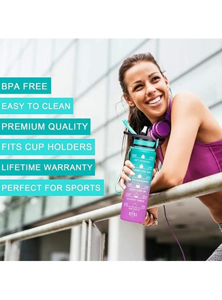 AllForYou Portable Water Bottle Motivational Sports Water Jug with Time Maker Leak-proof Cup for Outdoor Sport Fitness BPA Free - UKZU08TS