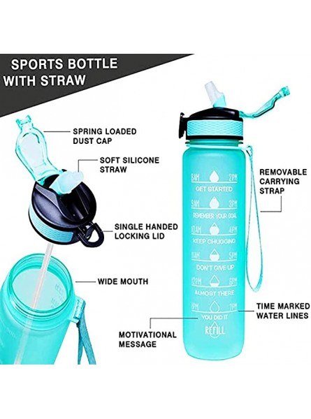 AllForYou Portable Water Bottle Motivational Sports Water Jug with Time Maker Leak-proof Cup for Outdoor Sport Fitness BPA Free - UKZU08TS