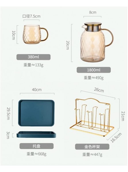 YQBUER Cold Kettle High Temperature Glass Set Living Room Large Capacity Water Cup Cool White Open Cup Tea Cup tea kettle - KVMH5QEK