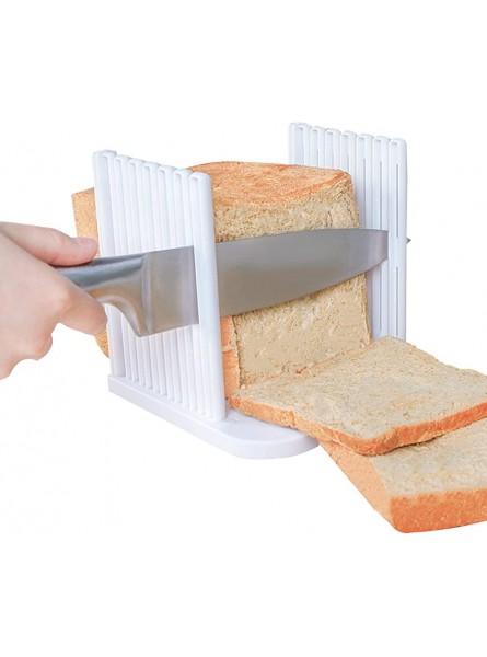 Bread Slicer 4 Thickness Adjutable Bread Toast Cutting Guide with Crumb Catcher Tray for Homemade Bread Bakery - GMKKX4FQ