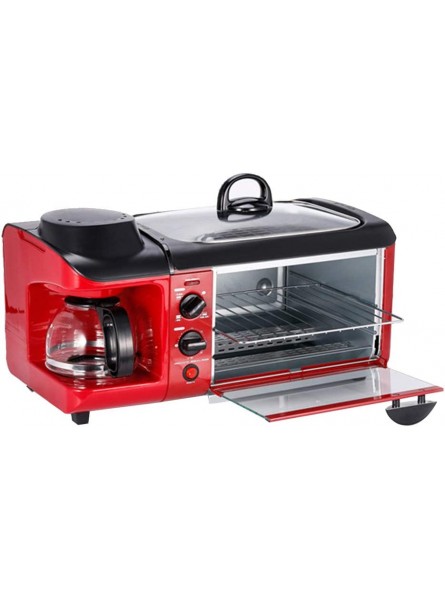 ZTGL 3 in 1 Multifunctional Electric Oven with Coffee Machine and Nonstick Griddle Oven with Timer Compact Design Removable Tray Red - BNGXFD91