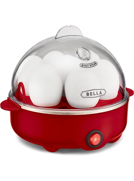BELLA 17286 Cooker Rapid Boiler Poacher Maker Make up to 7 Large Boiled Eggs Poaching and Omelete Tray included Single Stack Red - INDTKUOP