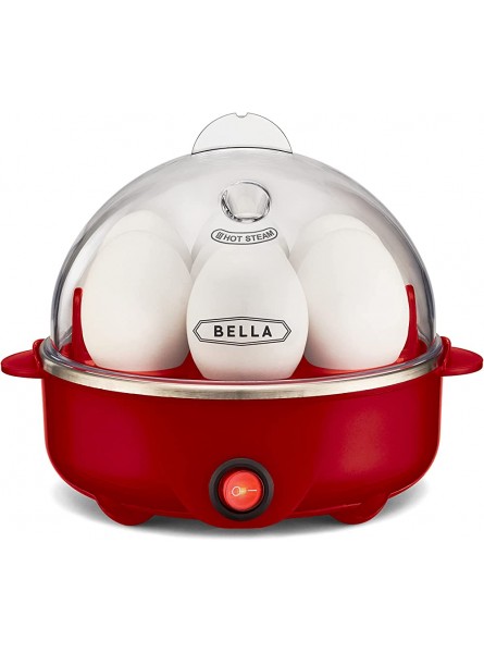 BELLA 17286 Cooker Rapid Boiler Poacher Maker Make up to 7 Large Boiled Eggs Poaching and Omelete Tray included Single Stack Red - INDTKUOP