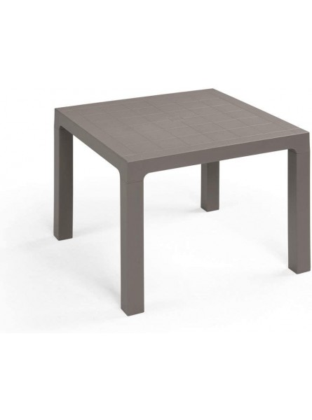 Ares Table in Resin Imitation Rattan Dove Grey 90x90x74 ARETA - TBDOQIDH