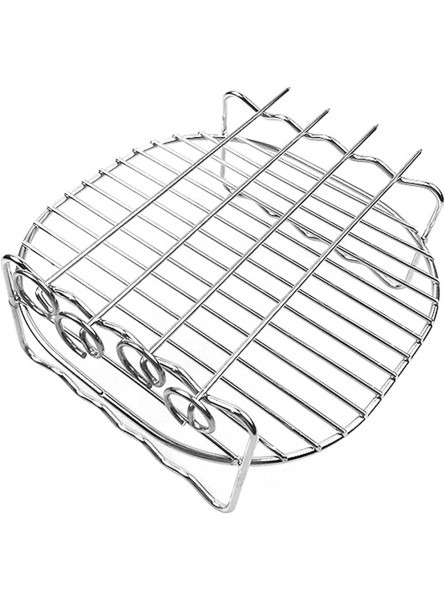 Air Fryer Accessories Set Universal 7 Inch Double Grill Air Fryer Accessories Baking Tray Skewers Stainless Steel Holder BBQ Rack for Home Kitchen Tools Color : Silver - JPTAM1ED
