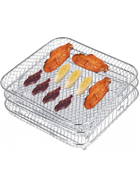 Dificato Air Fryer 3 Layer Rack Air Fryer 3 Layers Stackable Grill Air Fryer Accessories Multi-purpose Rack Square Stand Grill Air Fryer Stainless Steel Bracket 8' - SGYC0AP5