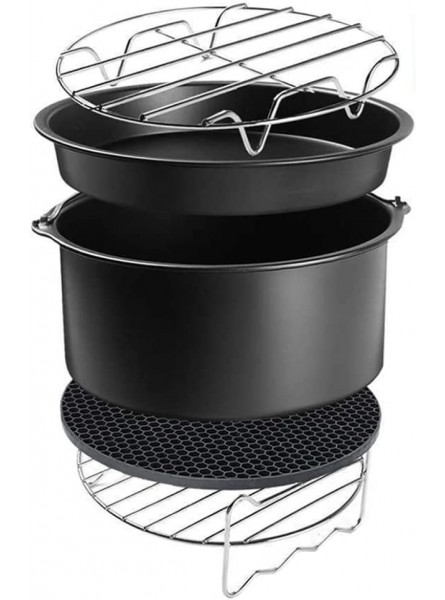 Gcroet Cake Tin 6inch Air Fryer Accessories Set with Cake Tin Baking Pizza Tray Baking Grill Rack Insulation Pads for Air Fryer Baking Pizza Cake Baking Basket Tray 5pcs - MYWAMHQQ
