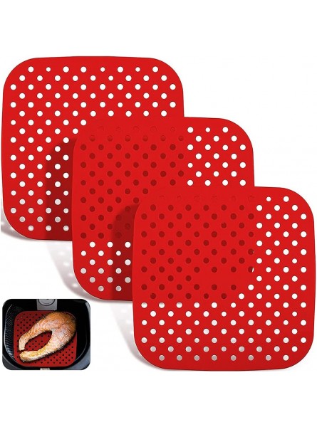 Gkhowiu 3Pcs Air Fryer Basket Mats Non-Stick Silicone Air Fryer Mats Reusable Air Fryer Accessories for Home Kitchen 8.5Inch - UTWC97S2