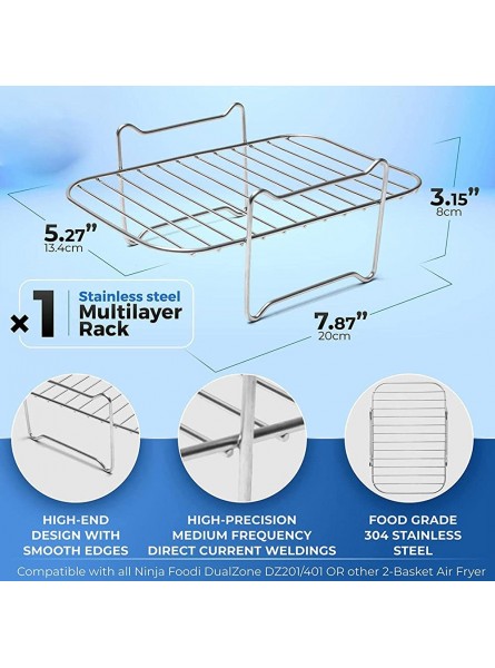 XINXI 2Pcs Air Fryer Rack With 4 Barbecue Sticks For Double Basket Air Fryer Non-Stick Toast Rack Grilling Rack Dehydrator Rack Air Fryer Accessories Cooking Rack 14x8.5x20.5cm - SBMF8PXE