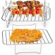 XINXI 2Pcs Air Fryer Rack With 4 Barbecue Sticks For Double Basket Air Fryer Non-Stick Toast Rack Grilling Rack Dehydrator Rack Air Fryer Accessories Cooking Rack 14x8.5x20.5cm - SBMF8PXE