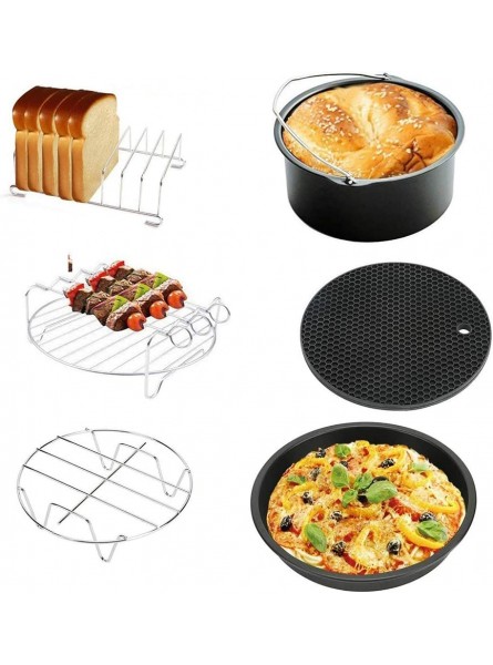 YIMINGYANG Air Fryer Accessories 6 Pieces Hot Air Fryer Kit Including Cake Barrel Pizza Pan Metal Holder Skewer Rack Bread Shelf Silicone Mat for Universal Deep 3.2QT 5.8QT,7inch Size : 7inch - JDRV2931