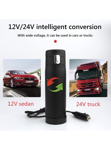 12V 24V Auto Travel Mug Heating Tumbler 30ml Stainless Steel Auto Electric Kettle Car Heating Cup with Anti-Spill Lid Portable Coffee Travel Cup - LSNN4NNS
