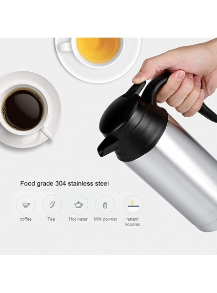 Weikeya Car Kettle Electromagnetic Heating 750ml Car Electric Bottle Stainless Steel Heating Water Bottle DC 12V 120W with Sealed Lid for Hot Water Coffee Tea - ZESB7KQ5