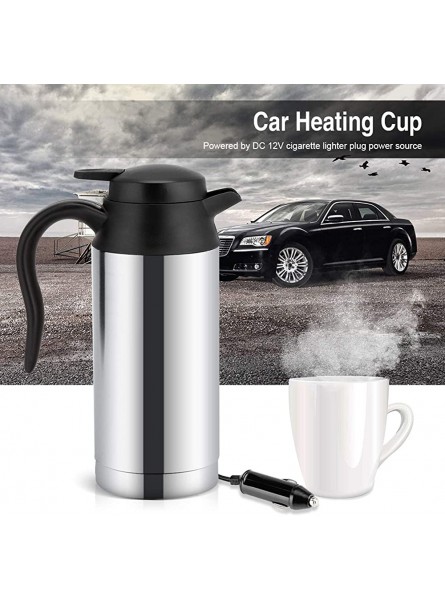 Weikeya Car Kettle Electromagnetic Heating 750ml Car Electric Bottle Stainless Steel Heating Water Bottle DC 12V 120W with Sealed Lid for Hot Water Coffee Tea - ZESB7KQ5
