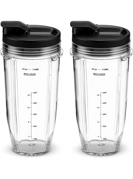Nutri Ninja 24 oz. Tritan Cups with Sip & Seal Lids. Compatible with BL480 BL490 BL640 BL680 Auto IQ Series Blenders Pack of 2 - POFZGQUH