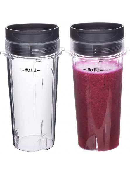 Replacement Blender Cup with Lid 2 Pack 16 Ounce Cups for Nutri Ninja BL770 BL780 BL660 Blender Parts - LODR8JMD