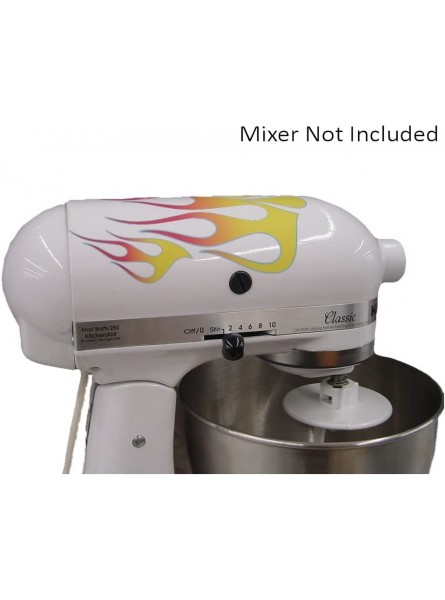 Classic 21 Flame Decal Cover Kit red orange and yellow with blue trim designed to fit all KitchenAid mixers including Artisan Ultra Power 4 5 6 qt quart mixers without accessory interference - WFVNU85J