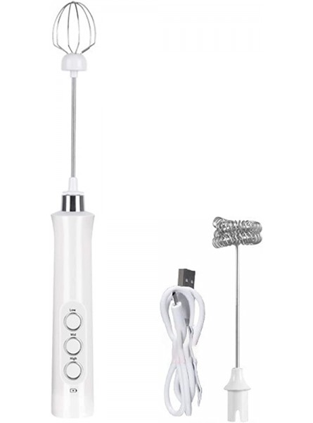 JUNJUN Kitchen Sweep Ball USB Charging 3-speed Speed Regulation Electric Milk Frother Blender Coffee Latte Cappuccino Hot Chocolate Egg Blender And Stainless Steel StandColor:white - YMCRFHO8