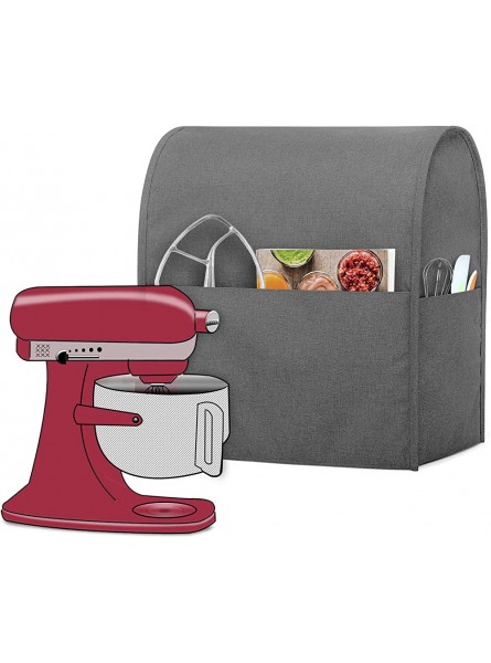 Luxja Dust Cover Compatible with 6-8 Quart Stand Mixer Cloth Cover with Pockets for Stand Mixer and Extra Accessories Compatible with 6-8 Quart Stand Mixer Gray - HPTYBFS0