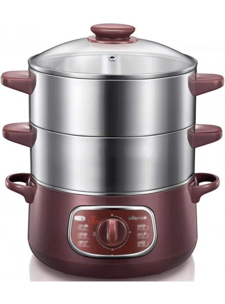 Double-Layer Stainless Steel Electric Food Steamer 8L Automatic Electric Steamer 90 Mins Twist Timing Hot Pot - CIQIOBFD